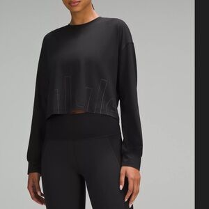 lululemon athletica Black Cropped Long-Sleeve Crew Sweatshirt